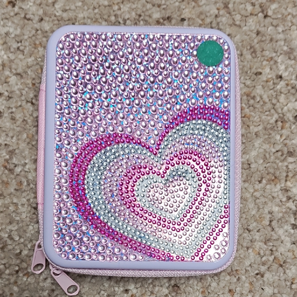 Rhinestone Heart Zip Pouch